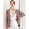 INSPIRE CHIC Women's Notched Lapel One Button Boyfriend Plaid Suit Blazer - 3 of 4
