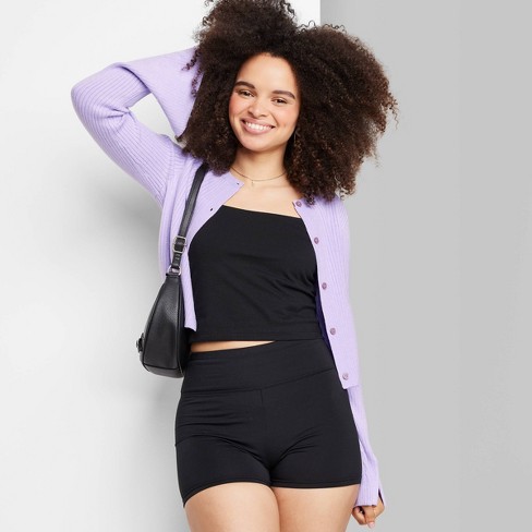 Two Cute Lavender Ribbed Knit Crop Top and Cardigan Sweater Set