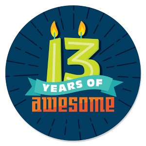 Big Dot of Happiness Boy 13th Birthday - Official Teenager Birthday Party Circle Sticker Labels - 24 Count - 1 of 4