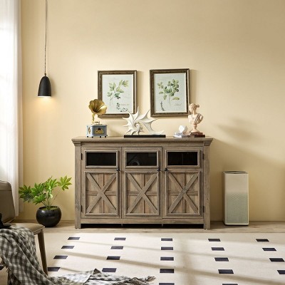 2 Doors Cabinet, Large Buffet Cabinet Kitchen With Metal Handle Styles, Bar Storage Cabinet For Dining Room-Cuddlewood