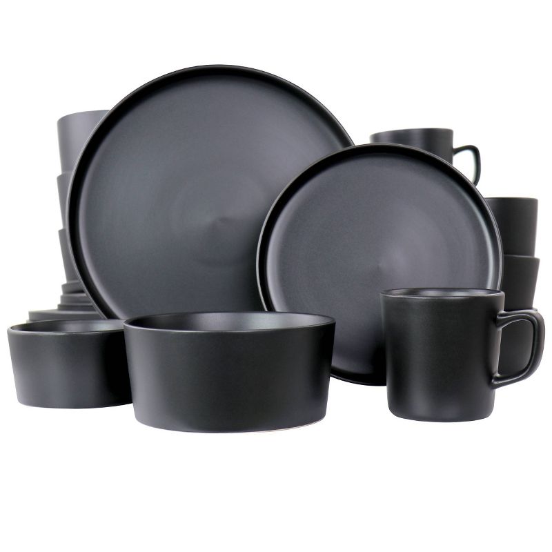 20pc Stoneware Luxmatte Dinnerware Set Black - Elama, 1 of 9