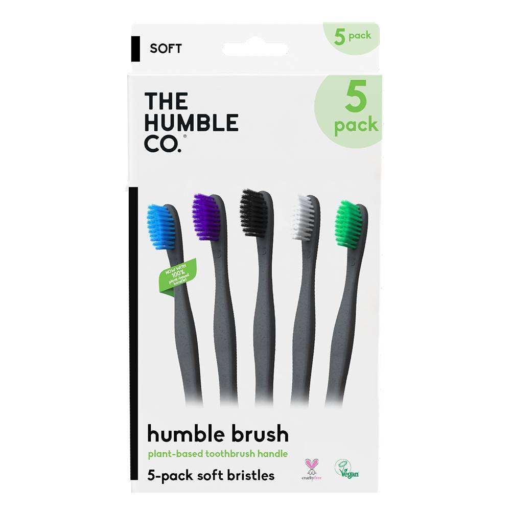 The Humble Co. Plant Based Soft Bristle Manual Toothbrush - 5ct: BPA-Free, Non-Toxic, Vegan