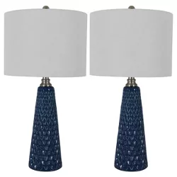 26.5" Set of Two Jameson Textured Ceramic Table Lamp Cobalt Blue - Decor Therapy