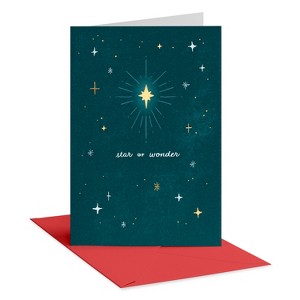 Religious Christmas Card Star of Wonder Sparkling Stars Includes Envelope - 1 of 4