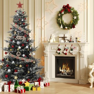 7.5ft Pre-lit Artificial Christmas Tree with Incandescent Warm White Lights, Snow Flocked Full Prelighted Xmas Tree Automatic Branch Tips - 1 of 4