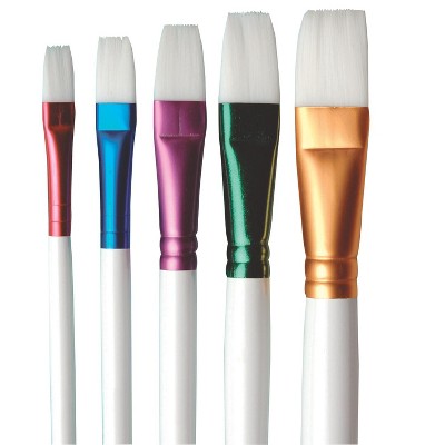 Sax True Flow Spectrum Watercolor Paint Brushes, Flat, Assorted Sizes, set of 5