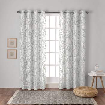 Exclusive Home Branches Linen Blend Grommet Top Curtain Panel Pair, 54"x96", Dove Grey