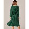 Seta T Women's Long Sleeve Crewneck Casual Dress High Waist Pleated A Line Flowy Dress - 4 of 4