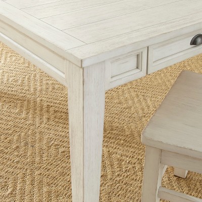 Cottage Charm Antique White Extendable Dining Table with Storage
