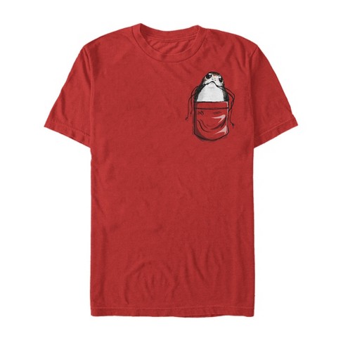 Men's Star Wars The Last Jedi Porg Pocket Cartoon T-Shirt - Red - Small