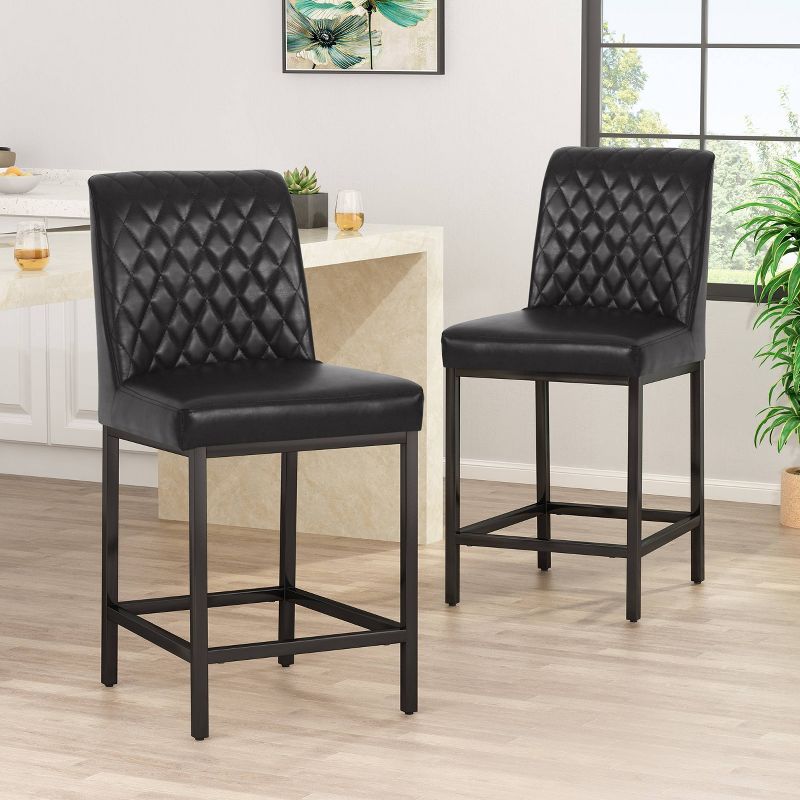 2pc Osgood Contemporary Diamond Stitch Counter Height Barstools - Christopher Knight Home, 3 of 12