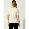 Allegra K Women's Contrast Color Sheer Short Sleeve V Neck Textured Blouse - 3 of 4