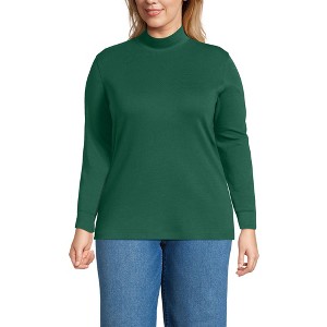 Lands' End Women's Relaxed Cotton Long Sleeve Mock Turtleneck - 1 of 3