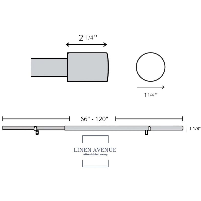 Linen Avenue Cylinder Single and Double Window Curtain Rod Set, 2 of 8