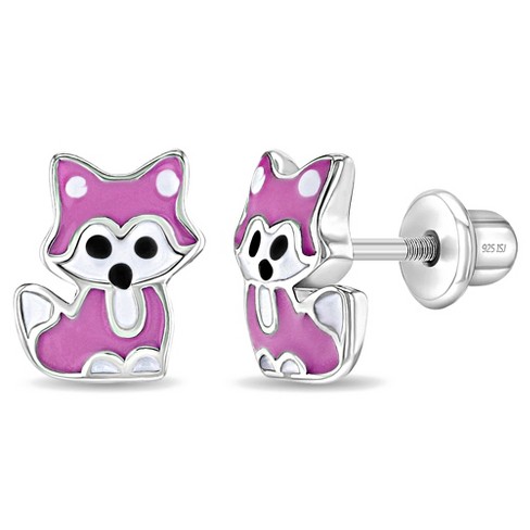 Girls' Little Fox Screw Back Sterling Silver Earrings - In Season Jewelry - image 1 of 4