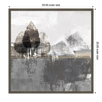 Textured Landscape Abstract Gray Framed Wall Art Print