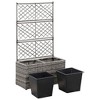 vidaXL Trellis Raised Bed with 2 Pots 22.8" x 11.8" x 42.1" Poly Rattan Gray - 4 of 4