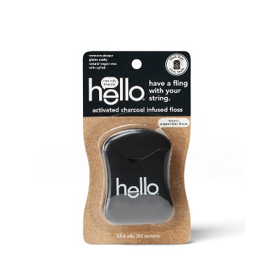 hello Activated Charcoal Infused Floss Natural Peppermint Flavor  - Trial Size - 163.8ft