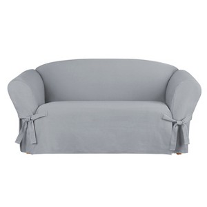 Heavyweight Cotton Duck Loveseat Slipcover Pacific Blue - Sure Fit - 1 of 2