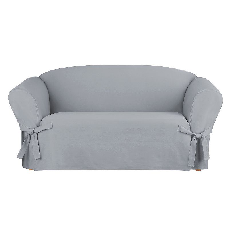 Heavyweight Cotton Duck Loveseat Slipcover Pacific Blue - Sure Fit, 1 of 4