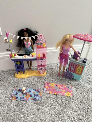 Barbie Beach Boardwalk Playset With Barbie Brooklyn & Malibu Dolls, 2  Stands & 30+ Accessories : Target