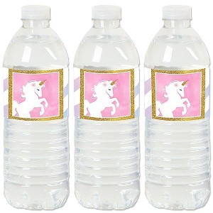 Big Dot of Happiness Rainbow Unicorn - Magical Unicorn Baby Shower or Birthday Party Water Bottle Sticker Labels - Set of 20 - 1 of 4