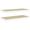 Wall Shelf Set of 2 Oak and White Honeycomb MDF, Metal Medium - 2 of 4