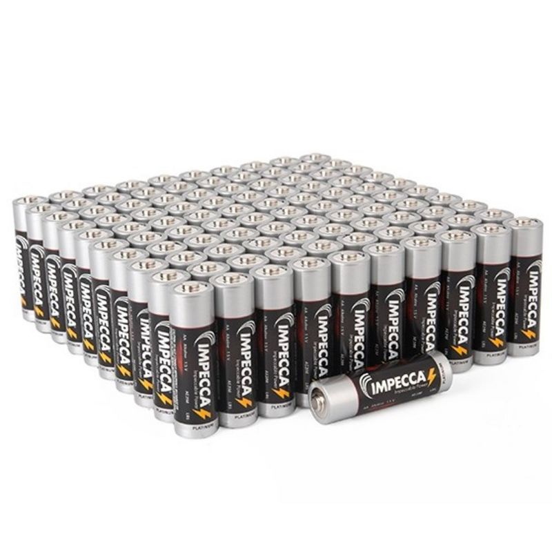 Impecca AA 100-Pack Platinum Alkaline Batteries with 10-Year Shelf Life (100-Cells), 2 of 6