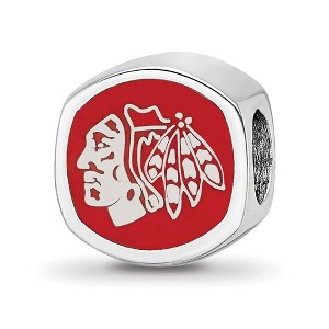 Black Bow Jewelry Sterling Silver Chicago Blackhawks NHL Bead Charm - 1 of 4