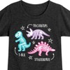 Girls' - Instant Message - Different Types Of Dinosaurs T-Rex Triceratops Stegosaurus Fitted Short Sleeve Graphic T-Shirt - 2 of 4