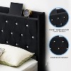 Bed Frame w/ Lights & Storage - Modern Floating Wood Platform w/ Velvet Upholstered Wingback Headboard - 4 of 4