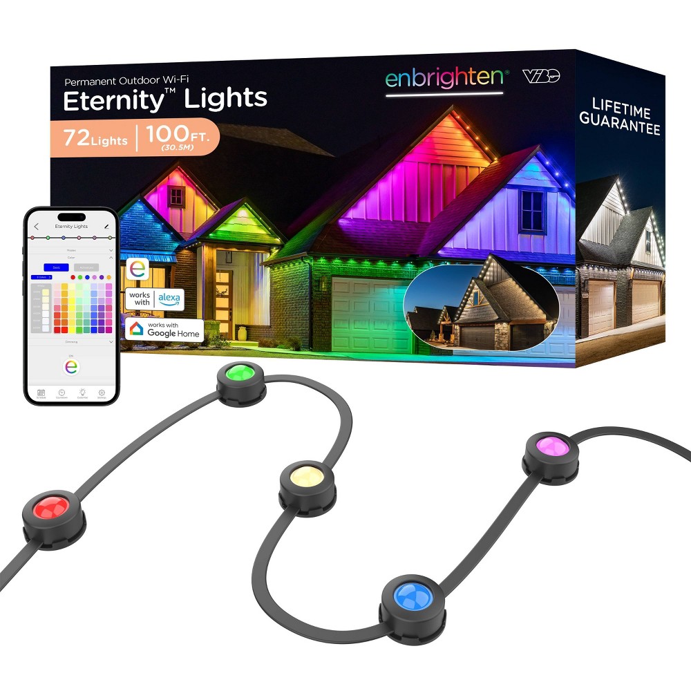 Enbrighten Vibe 100' Black Eternity Permanent Outdoor Lights - Smart RGBCWIC Eave Lights