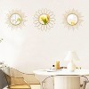 Attop 3-Pack Gold Sunburst Wall Mirrors 12 Inch Decorative Hanging Mirrors with Flower Design for Living Room Bedroom Entryway - 3 of 4