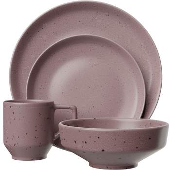 American Atelier Reactive Glazed 4-Piece Stoneware Place Setting , Coffee Mug, Bowl, Plate Set, Microwave, Dishwasher Safe, Service for 1