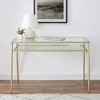 Modern 2 Tier Glass Top Writing Desk with Metal Legs Gold - Saracina Home - 4 of 4