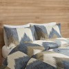 Gulches Series Navy Blue Modern Elegant Ikat Chevron Print 200TC Cotton with Polyester Filling King Cal King 3 Piece Comforter Mini Set Blanket - 4 of 4
