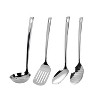 5 Pc Stainless Steel Cooking Utensil Set with Holder –  Includes Ladle, Skimmer & Serving Spoon, and Countertop Holder - 4 of 4