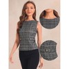 Allegra K Women's Tweed Elegant Plaid Print Sleeveless Crew Neck Waist Buckle Back Zipper Top - image 2 of 4