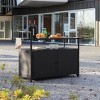 Vynxaria Bar Serving Carts, Black Wicker Patio Wine Cart with Wheels and Glass Top - 2 of 4