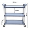 360 Degree Restaurant Cart, 42"Wx 20"Dx 39"H Heavy Duty Rolling Food Service Cart, 3 Shelf Plastic Utility Cart with Lockable Wheel - 3 of 4
