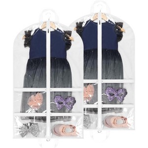 6 Pack 40" Black Dance Garment Bags, Hanging Covers with 4 Zipper Pockets for Competitions - 1 of 4