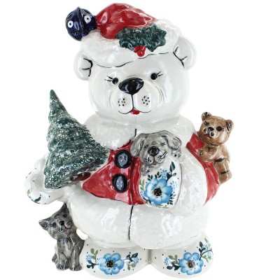 Blue Rose Polish Pottery Daphne Christmas Teddy Bear