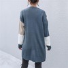 Coolmee Women's Open Front Long Sleeve Cardigan Casual Knit Sweaters Color Block Fall Outfits - 4 of 4