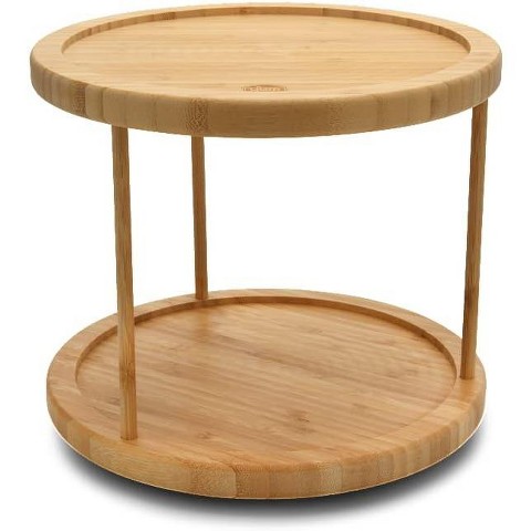 YBM Home Bamboo Wooden Non-Skid Spinner for Kitchen, Pantry, Fridge, Cupboards, or Counter Organizing, Fully Rotating Organizer