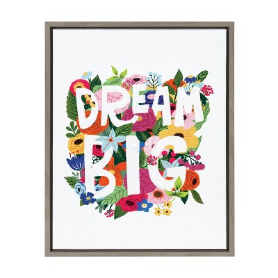 18" x 24" Sylvie Dream Big Floral Framed Canvas by Maja Tomljanovic Gray - Kate & Laurel All Things Decor