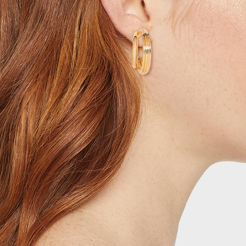 Ribbed Three Row Hoop Earrings - A New Day&#8482; Gold, 3 of 7