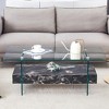 Glass Coffee Table Modern 2-Tier Center Table Cocktail Table Sofa Table Storage Side Table with Drawer, Walnut/White/Black/Natural-ModernLuxe - 3 of 4