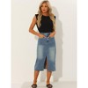 INSPIRE CHIC Women's Midi High Waist Slit Front with Pockets Jean Skirts - 4 of 4
