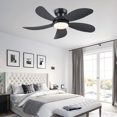 Kviflon 42 Inch Low Profile Modern Ceiling Fan, Reversible DC Motor,5 Blades,6 Speed, App and Remote Control