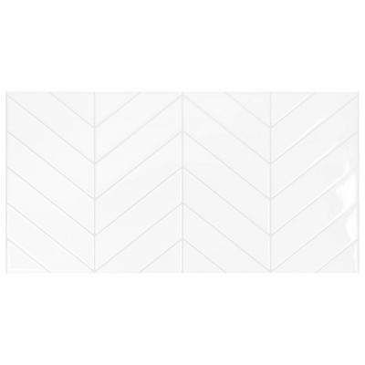 Smart Tiles 2pk Chevron XL Glossy Peel & Stick 3D Tile Paper Backsplash White